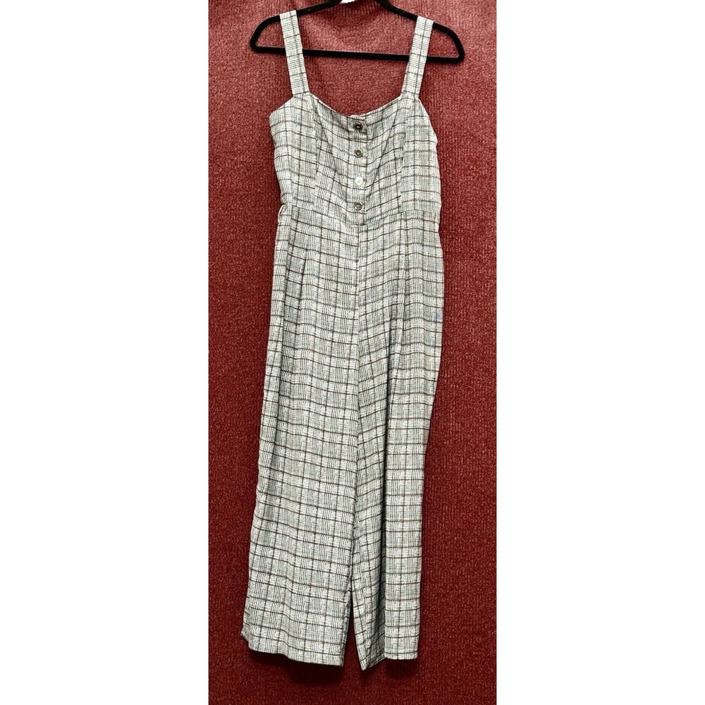 Candies Y2K Grey Plaid Wide Leg Jumpsuit L Dark Academia Office Siren Fall EUC